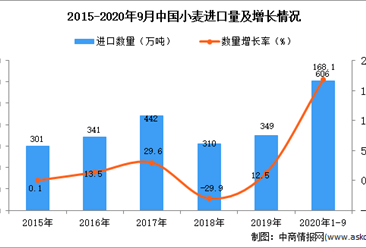 2020年1-9月中国小麦进口数据统计分析