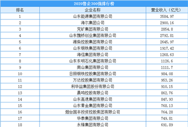 2020年魯企300強排行榜（附榜單）
