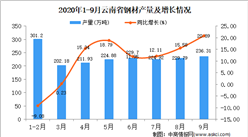 2020年9月云南省钢材产量数据统计分析