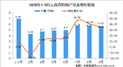 2020年9月云南省铝材产量数据统计分析