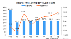 2020年9月江西省粗钢产量数据统计分析