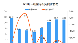 2020年9月湖南省纱产量数据统计分析