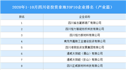 产业地产投资情报：2020年1-10月四川省投资拿地TOP10企业排名（产业篇）