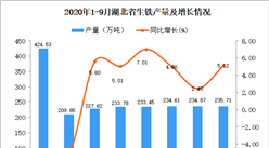 2020年9月湖北省生鐵產量數據統計分析