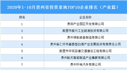 产业地产投资情报：2020年1-10月贵州省投资拿地TOP10企业排名（产业篇）
