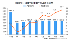 2020年1-10月中国粗钢产量数据统计分析