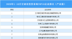 產業地產投資情報：2020年1-10月甘肅省投資拿地TOP10企業排名（產業篇）