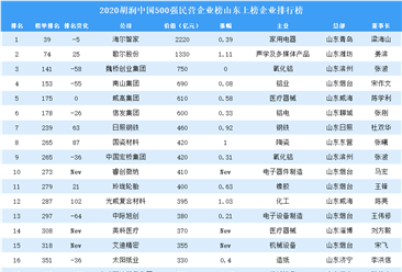 2020胡潤中國500強民營企業榜山東上榜企業排行榜（附榜單）