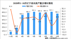 2020年10月辽宁省水泥产量数据统计分析
