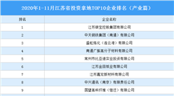 產業地產投資情報：2020年1-11月江蘇省投資拿地TOP10企業排名（產業篇）
