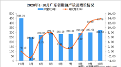 2020年10月广东省粗钢产量数据统计分析