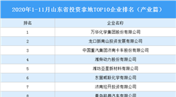 产业地产投资情报：2020年1-11月山东省投资拿地TOP10企业排名（产业篇）