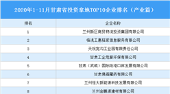 產業地產投資情報：2020年1-11月甘肅省投資拿地TOP10企業排名（產業篇）
