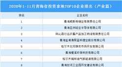 產業地產投資情報：2020年1-11月青海省投資拿地TOP10企業排名（產業篇）