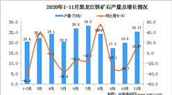 2020年11月黑龙江省铁矿石产量数据统计分析