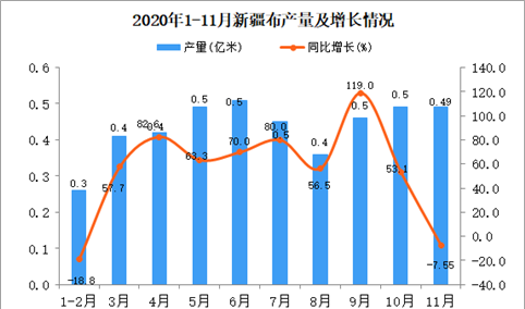 2020年11月新疆布产量数据统计分析