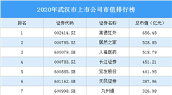 63家武汉A股上市公司2020年市值：21家上市公司市值超百亿（图）