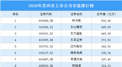 145家蘇州A股上市公司2020年市值：38家上市公司市值超100億（圖）