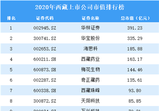 2020年西藏上市公司市值排行榜（附全榜单）