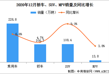 2020年1-12月中国乘用车销量1928.8万辆 同比下滑6.8%（附车型销量）