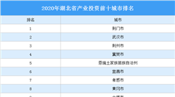 2020年湖北省产业投资前十城市排名（产业篇）