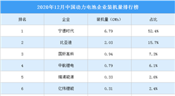 2020年12月中國動力電池企業裝機量排行榜