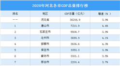 2020年河北各市GDP排行榜：唐山第一（图）