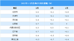 2021年31省份3月CPI出炉：浙江省涨幅最大（图）