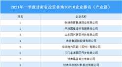 產業地產投資情報：2021年一季度甘肅省投資拿地TOP10企業排名（產業篇）