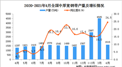 2021年4月中国中厚宽钢带产量数据统计分析