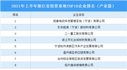 產業地產投資情報：2021年上半年浙江省投資拿地TOP10企業排名（產業篇）