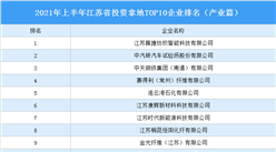 產業地產投資情報：2021年上半年江蘇省投資拿地TOP10企業排名（產業篇）
