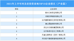 产业地产投资情报：2021年上半年河北省投资拿地TOP10企业排名（产业篇）