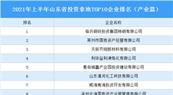 产业地产投资情报：2021年上半年山东省投资拿地TOP10企业排名（产业篇）