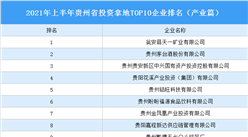 产业地产投资情报：2021年上半年贵州省投资拿地TOP10企业排名（产业篇）