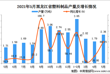 2021年5月黑龙江塑料制品产量数据统计分析
