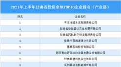 产业地产投资情报：2021年上半年甘肃省投资拿地TOP10企业排名（产业篇）