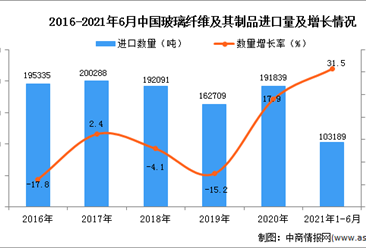 2021年1-6月中国玻璃纤维及其制品进口数据统计分析