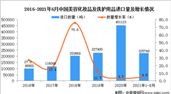 2021年1-6月中国美容化妆品及洗护用品进口数据统计分析
