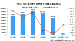 2021年1-6月中国啤酒进口数据统计分析