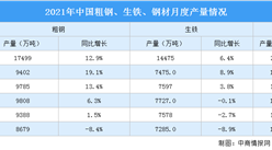 2021年1-7月中国钢铁生产情况：粗钢产量同比增长8%（图）