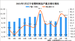 2021年7月辽宁省塑料制品产量数据统计分析
