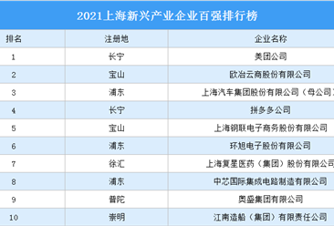 2021上海新兴产业企业百强排行榜（附完整榜单）