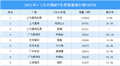 2021年1-7月中國MPV銷量情況：宏光銷量最高（圖）