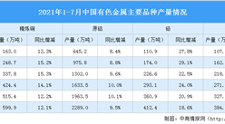 2021年1-7月中國有色金屬行業運行情況：鉛產量同比增長18.6%（圖）