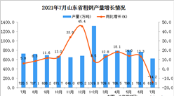 2021年7月山東省粗鋼產量數據統計分析