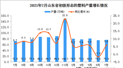 2021年7月山東省初級形態的塑料產量數據統計分析