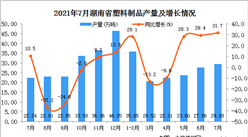 2021年7月湖南省塑料制品產量數據統計分析
