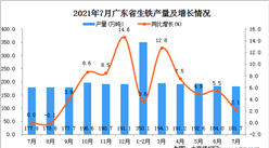 2021年7月廣東省生鐵產量數據統計分析