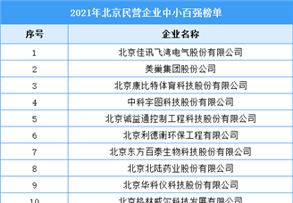 2021年北京民营企业中小百强排行榜（附全榜单）